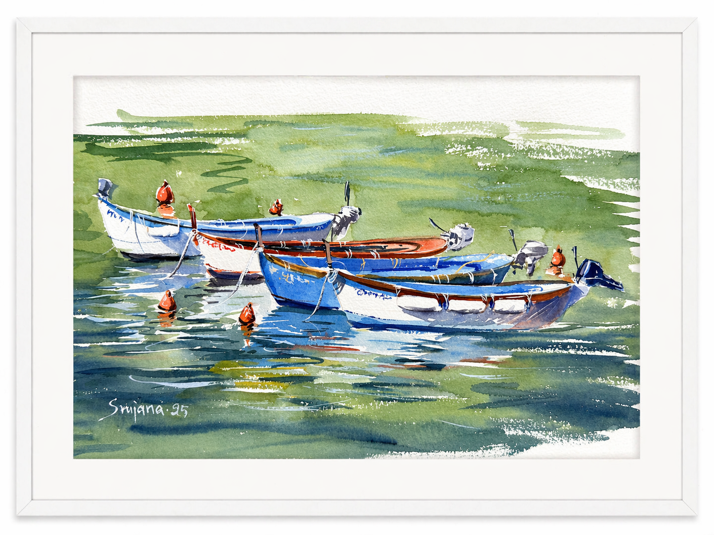 Boats on Water (Watercolor)