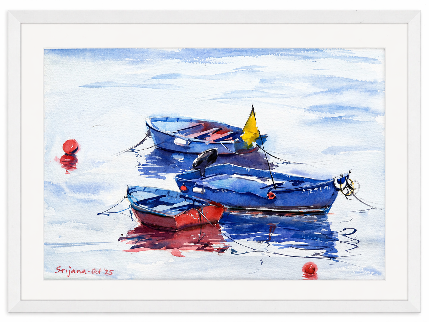 Quiet Harbor Boats (Watercolor)