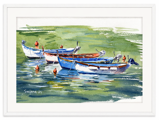 Boats on Water (Watercolor)
