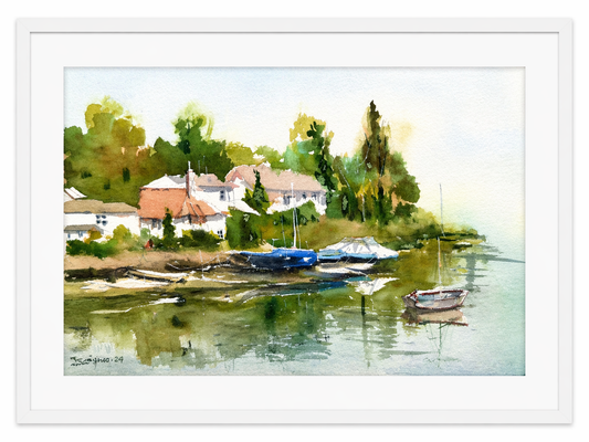 Riverside Village (Watercolor)